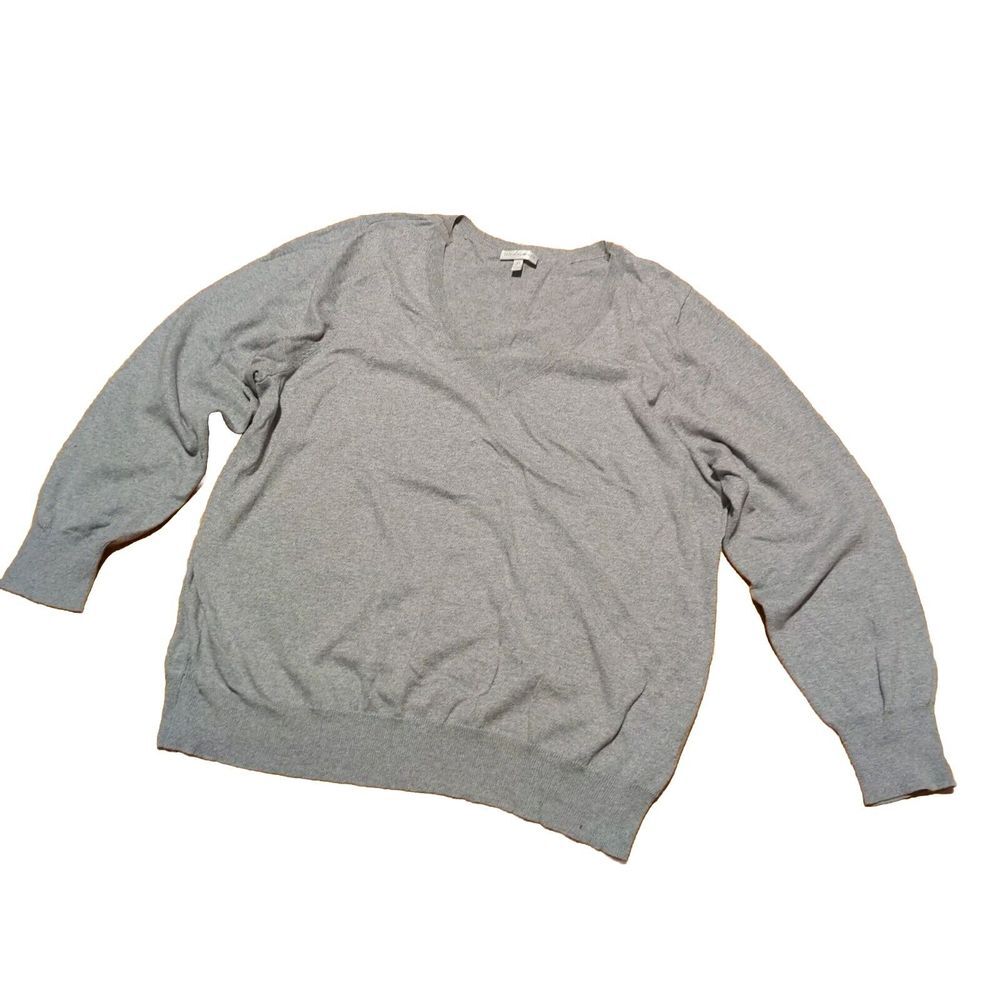 vintage fashion bug light weight v  neck long sleeve sweater, gray, 2xl, womens‎